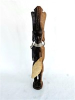 Wood African Hand Carved Zulu Warrior 12"