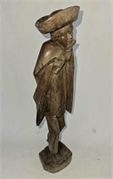 Hand Carved Man Playing Flute 14 1/2"