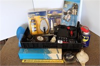 Group lot of tools, casters, crimp tool & more