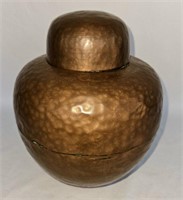 Hammered Copper Urn or Ginger Jar W/ Lid 10"