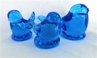 Fenton Blue BIrd of Happiness Signed  Set of 3