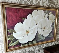 Large Magnolias Print Under Glass