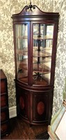 Bow Front Glass Corner Cabinet