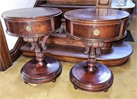 Set of Cherry Pedestal Side Tables