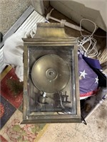 brass hanging sconce, electric but no wires,