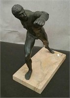 Vintage Bronze Statue of Athlete On Marble