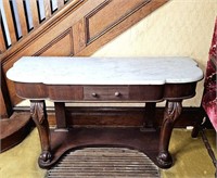 Victorian Rosewood Marble Top Console Table READ