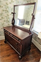 Mahogany Empire Dresser W/ Pivot Mirror