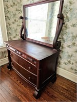 Mahogany Empire Dresser W/ Pivot Mirror