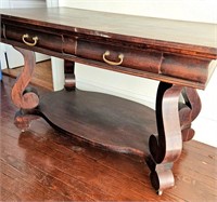 Mahogany Empire Library Writing Desk w/ Drawers