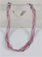 925 Sterling Silver Tri Color Braided Mesh