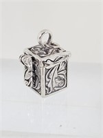 Sterling Silver Prayer Memory Box Pendant/Charm