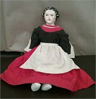 Antique Doll With China Head & Hands & Leather