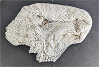 Antique Crocheted Cotton Double Bed Coverlet