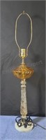 Brass and amber glass table lamp. Made in Italy