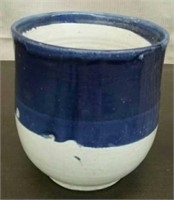 Ceramic Flower Pot, Blue White 8.5" Tall 8"
