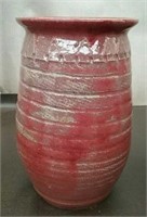 Ceramic Flower Pot, Dark Red 10.5" Tall 7"