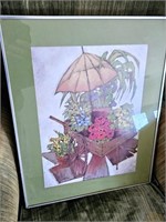 Flower Cart Print Under Glass 16" x 20"