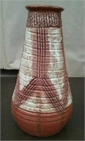 Ceramic Flower Pot, Rust/White 11" Tall 6"