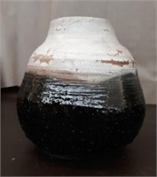 Black/ White Glazed Ceramic Flower Pot 8x7