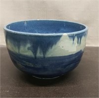Blue/Cream Pottery Bowl 6"T x 10"W