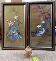 Asian Art; Blue Lotus Flower; Terra Cotta Vase