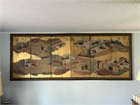 Japanese Edo Period Tales of Ise Silk Screen Panel