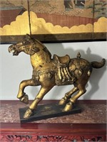 Chinese Tang Dynasty Carved & Gilded Horse Statue