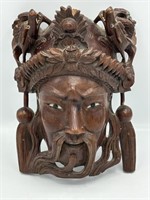 Vintage Heavily Carved Chinese Emperor Dragon Mask