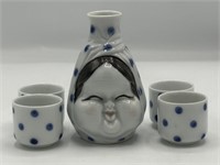 Chinese Porcelain Reverse-Faced Sake Set