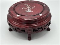 Chinese Lacquered Rosewood Inlay Wooden Stand