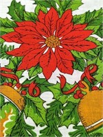 Vintage Christmas Poinsettia Round Table Linen