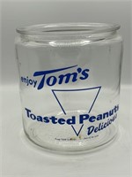 Vintage Tom's Toasted Peanuts Glass Canister