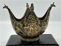 Antique Kashmir India Gilded Beggars Bowl