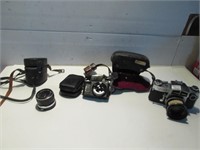 VINTAGE CAMERA WITH ACCESSORIES, LENSES