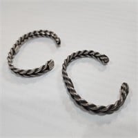 Two Vintage Sterling Double Rope Twist Bracelets