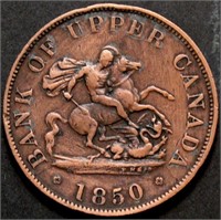 Canada PC-5A Bank of Upper Cda 1850 ½ Penny Token