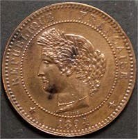 France 10 Centimes 1894  cleaned