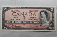 Canada $2 Banknote 1954 BC-38b Beattie