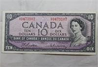 Canada $10 Banknote 1954 BC-40b Coyne