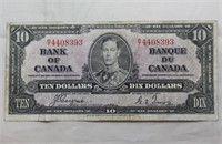 Canada $10 Banknote 1937 BC-24c Coyne