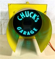 vintage "CHUCKS GARAGE" lighted sign