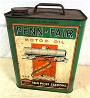 1930 PENN-FAIR OIL CAN - two US gallon