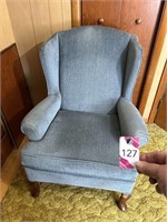 Upholstered Blue Wingback Chair