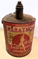 1940s MARATHON lONG RUN- 5 gallon OIL can