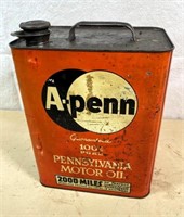 1930s A-PENN Oil Can - two gallon