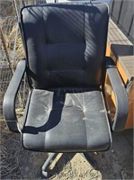 Black Leather Office Chair on Wheels