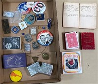 1950s political Pins, RR badges, Westinghouse