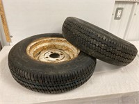 two 145R12 tires, 1 rim. 4 bolt