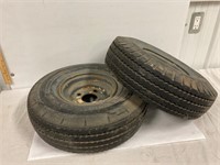 two 5.70 X 8 trailer tires on rims